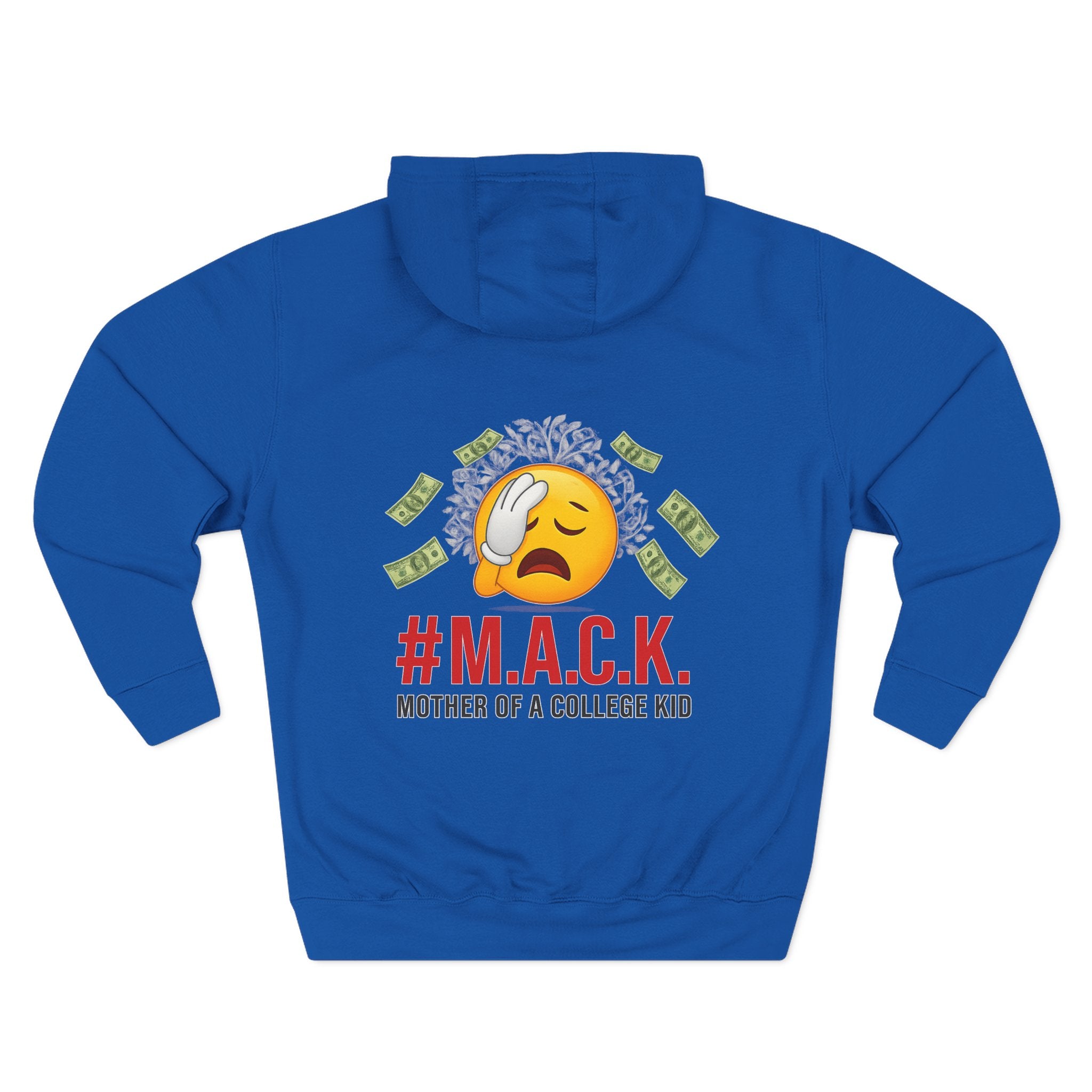 Mother of a College Kid Three-Panel Fleece Hoodie, M A C K Badge of Honor, Proud Mom Sweatshirt, Parenting Gift, Academic Dreams Jacket