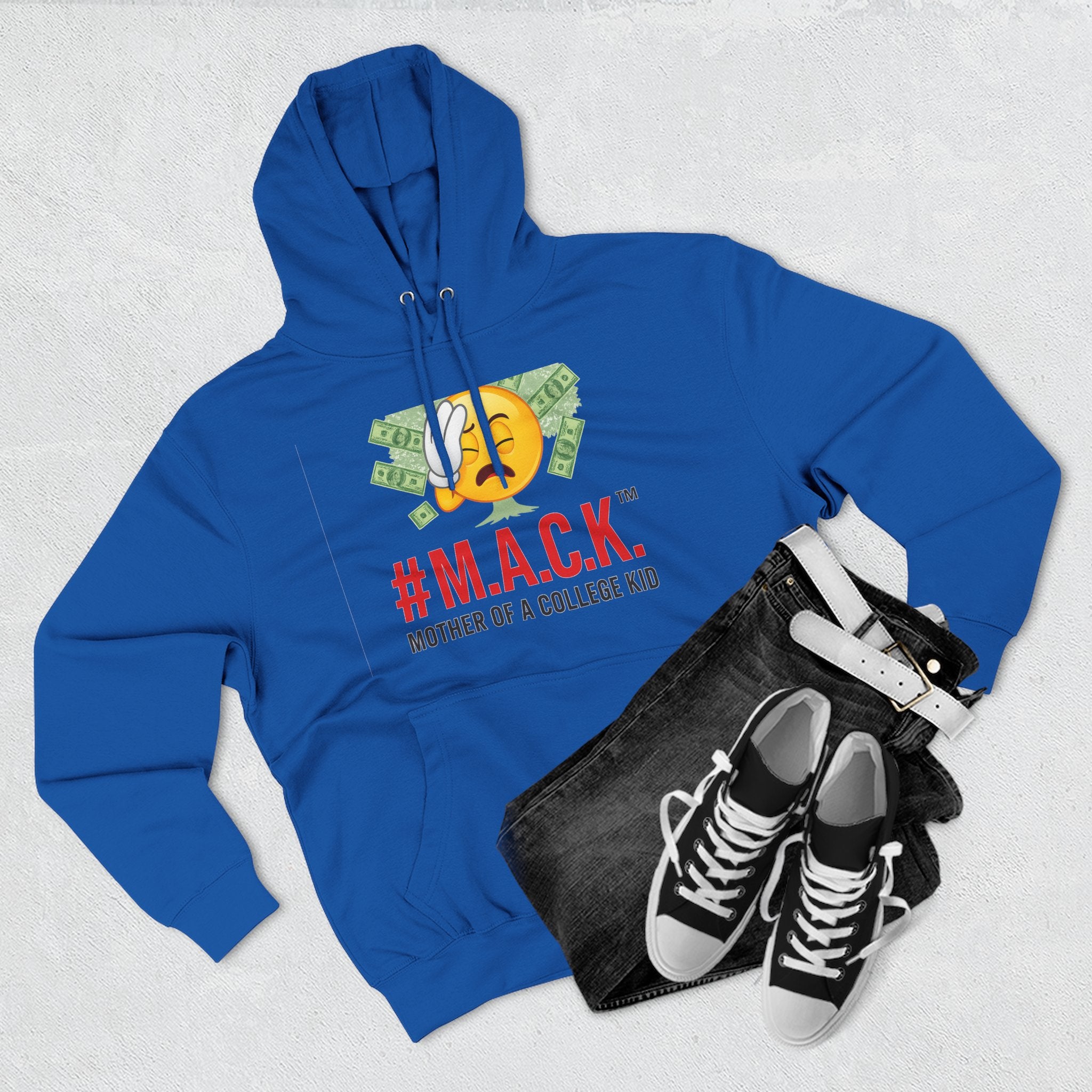 Mother of a College Kid Three-Panel Fleece Hoodie, M A C K Badge of Honor, Proud Mom Sweatshirt, Parenting Gift, Academic Dreams Jacket