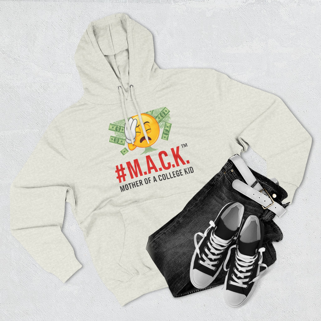 Mother of a College Kid Three-Panel Fleece Hoodie, M A C K Badge of Honor, Proud Mom Sweatshirt, Parenting Gift, Academic Dreams Jacket