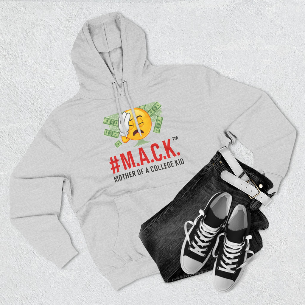 Mother of a College Kid Three-Panel Fleece Hoodie, M A C K Badge of Honor, Proud Mom Sweatshirt, Parenting Gift, Academic Dreams Jacket