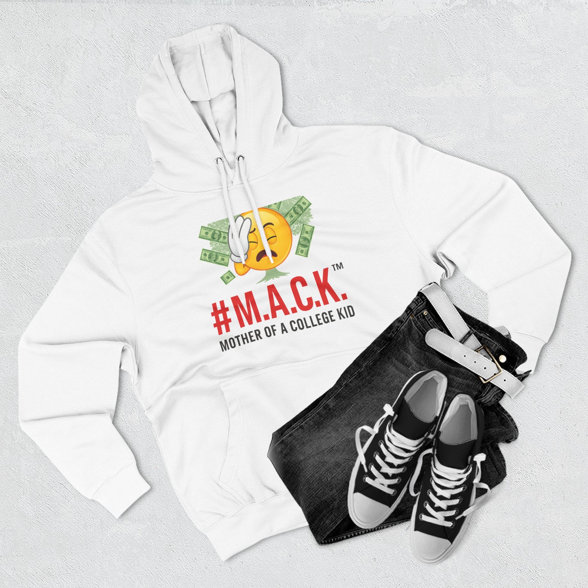Mother of a College Kid Three-Panel Fleece Hoodie, M A C K Badge of Honor, Proud Mom Sweatshirt, Parenting Gift, Academic Dreams Jacket