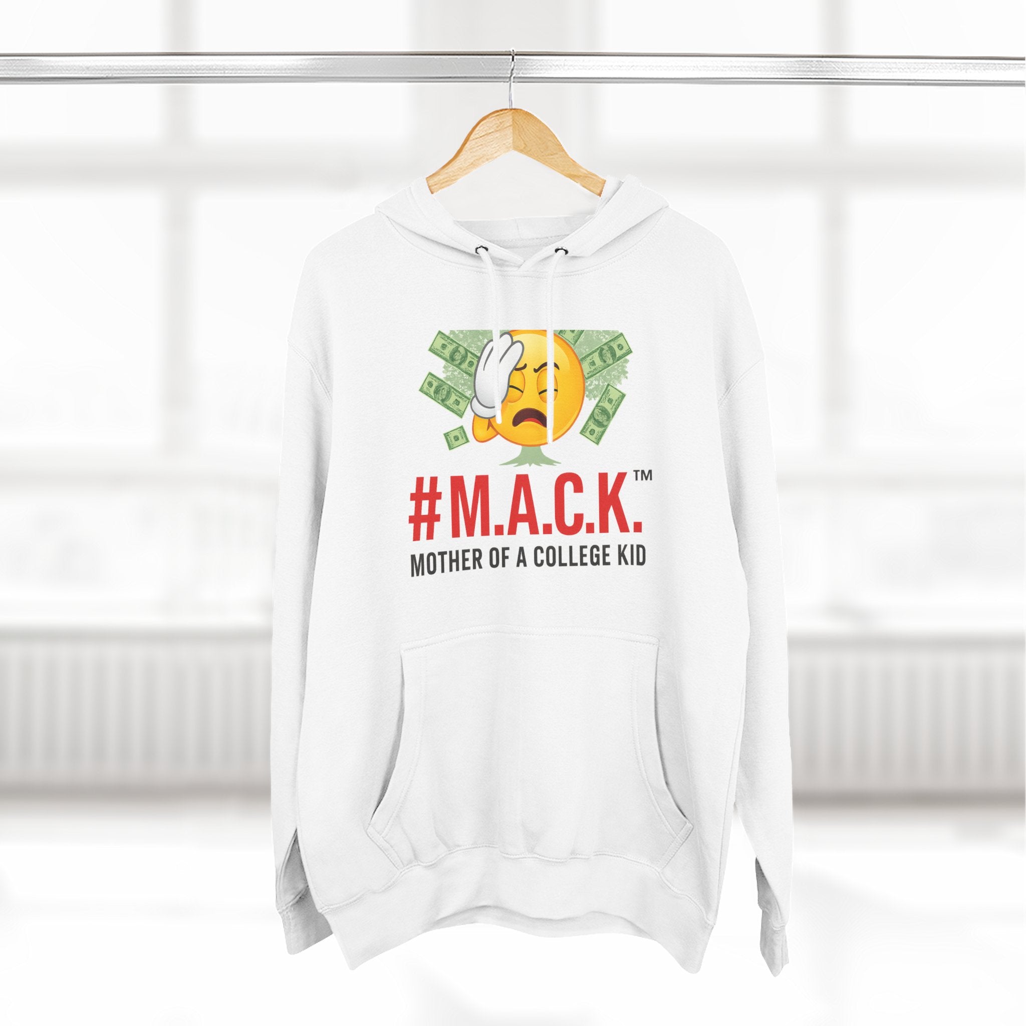 Mother of a College Kid Three-Panel Fleece Hoodie, M A C K Badge of Honor, Proud Mom Sweatshirt, Parenting Gift, Academic Dreams Jacket