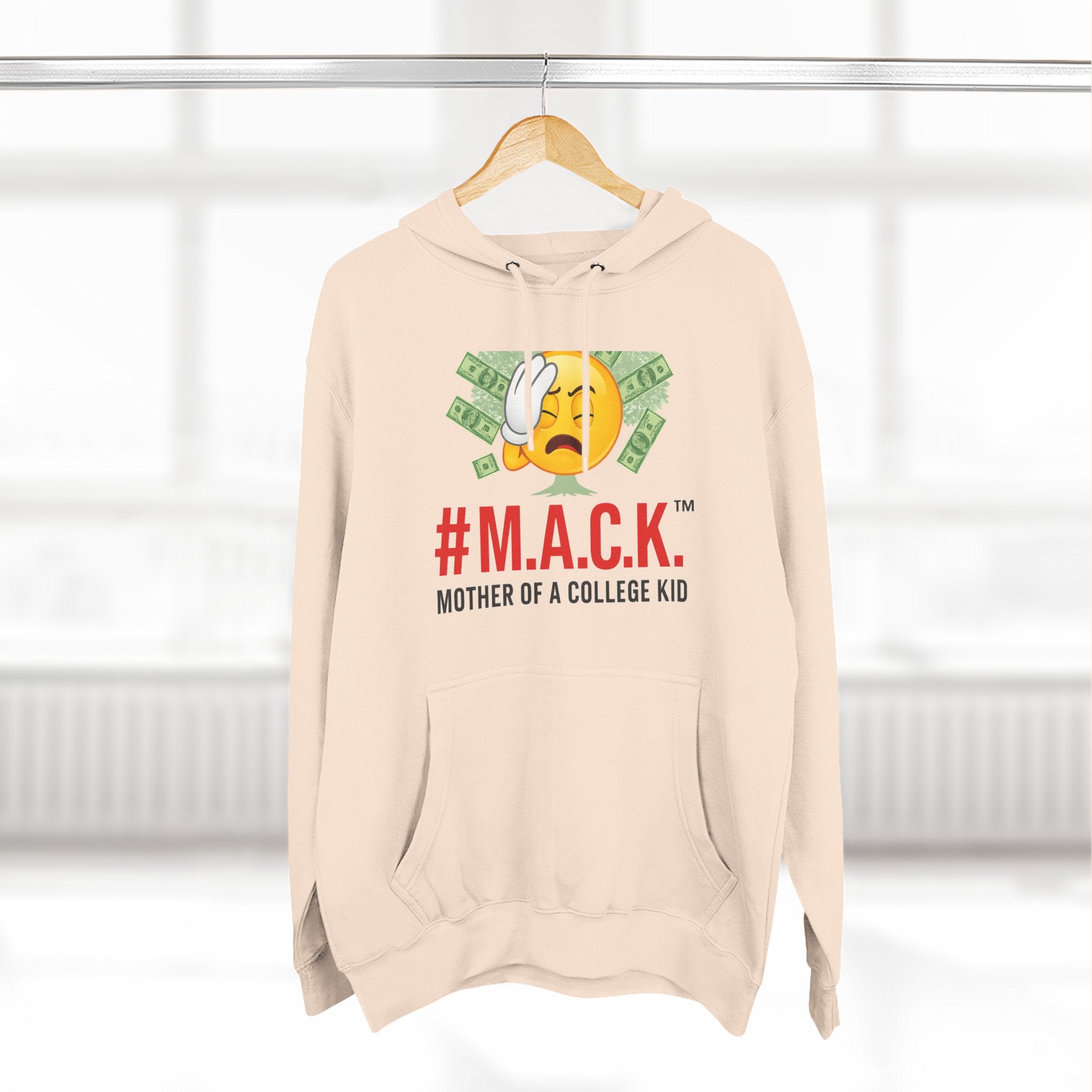 Mother of a College Kid Three-Panel Fleece Hoodie, M A C K Badge of Honor, Proud Mom Sweatshirt, Parenting Gift, Academic Dreams Jacket